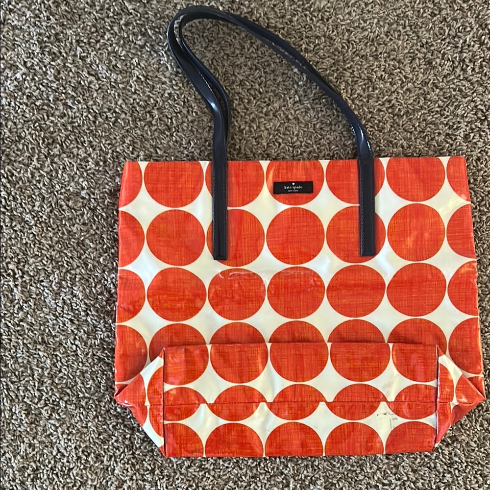 Kate Spade Orange Polka Dot Tote Bag